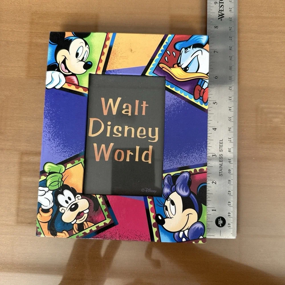 Disney Parks Picture Frame Mickey Minnie Goofy Donald Holds 3 x5 Photo